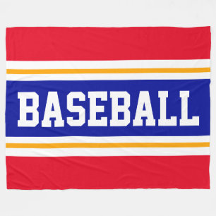BASEBALL Spaß Rot Weiß Orange Königsblau Streifen Fleecedecke