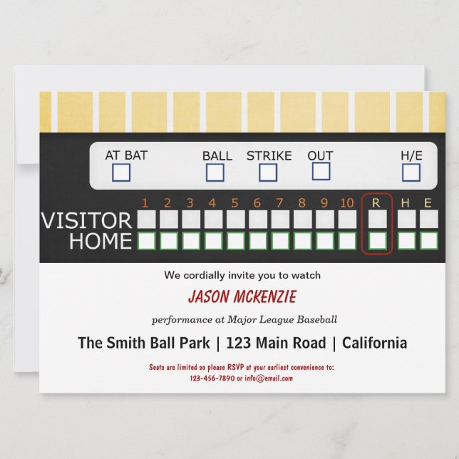 Baseball-Spiel Einladung (Vorderseite)