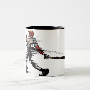 Baseball-Spieler, der Schläger, Seitenansicht hä Zweifarbige Tasse