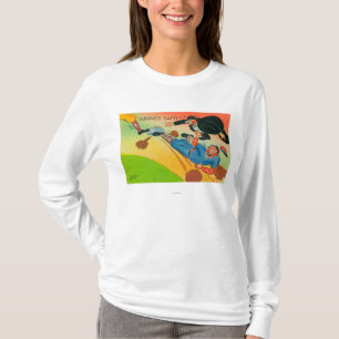Baseball-Spieler, der zur Basis, kommend schiebt T-Shirt