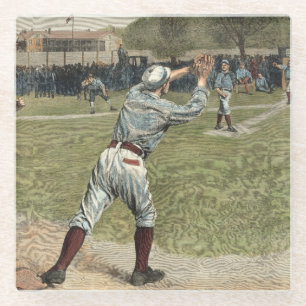 Baseball-Spieler heraus geworfen an der zweiten Glasuntersetzer