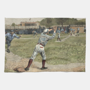 Baseball-Spieler heraus geworfen an der zweiten Küchentuch