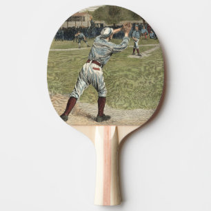 Baseball-Spieler heraus geworfen an der zweiten Tischtennis Schläger