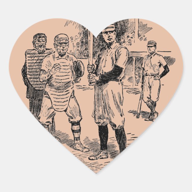 Baseball: Spieler Herz-Aufkleber (Vorderseite)