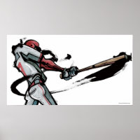 Baseball-Spieler Swingbat, Seitenansicht