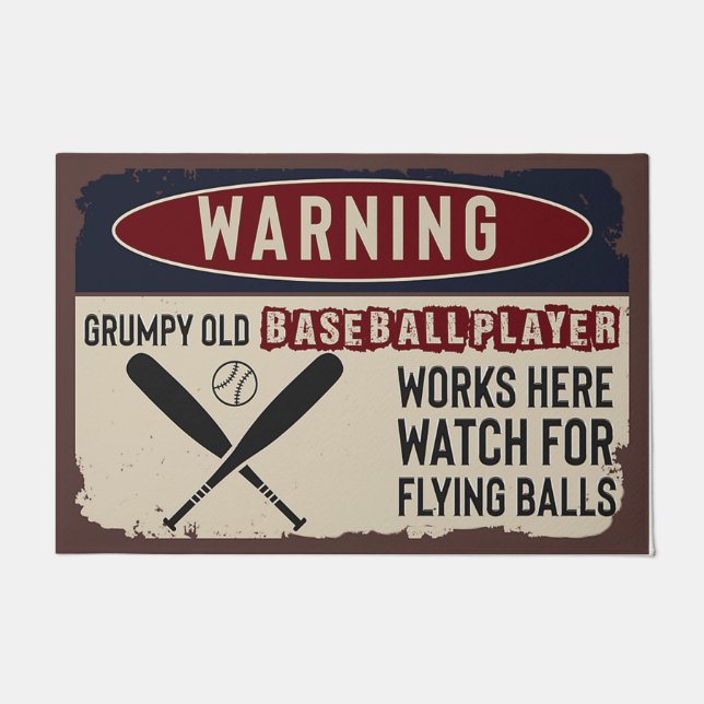 Baseball Spieler Willkommensmat, Funny Baseball Do Fußmatte (Vorderseite)