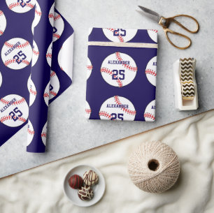 Baseball Spielername und -nummer hinzufügen Geschenkpapier