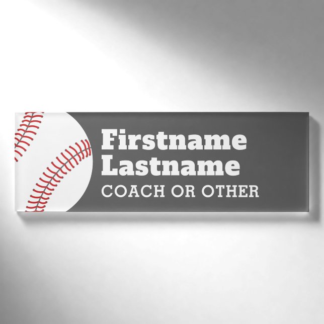 Baseball-Spielertrainer oder -lehrer - Moderner Ze Namenschild (Vorderseite)