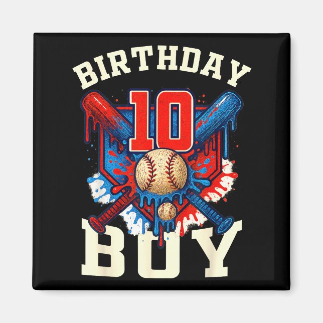 Baseball Splash Drip 10th Birthday Srts Lover Boy  Magnet (Vorne)