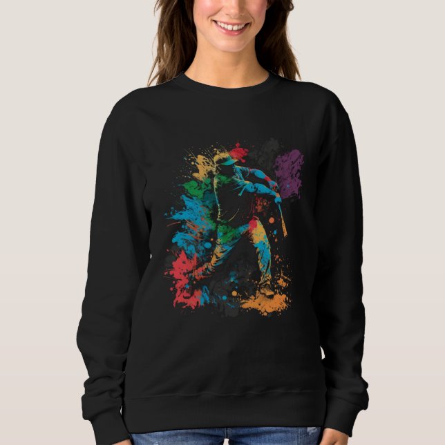 Baseball Splash Retro Baseball Bat Baseballer Sweatshirt (Vorderseite)