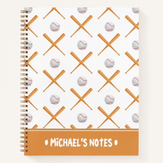 Baseball-Sport anpficken | Name hinzufügen Notizbuch (Vorderseite)