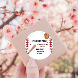 Baseball Sport Baby Dusche Party Classic Runder Aufkleber