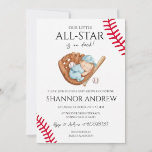 Baseball-Sport-Baby-Party Little Slugger  Einladung