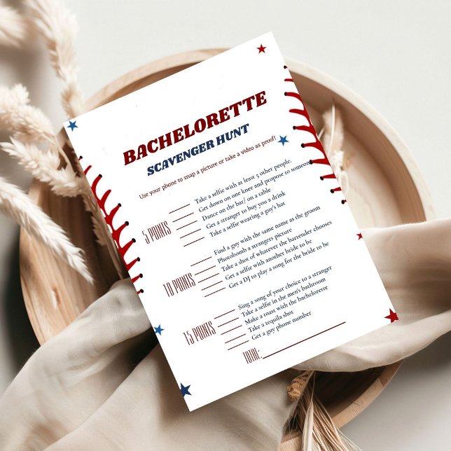 Baseball Sport bachelorette Scavenger Game Card Einladung (Von Creator hochgeladen)