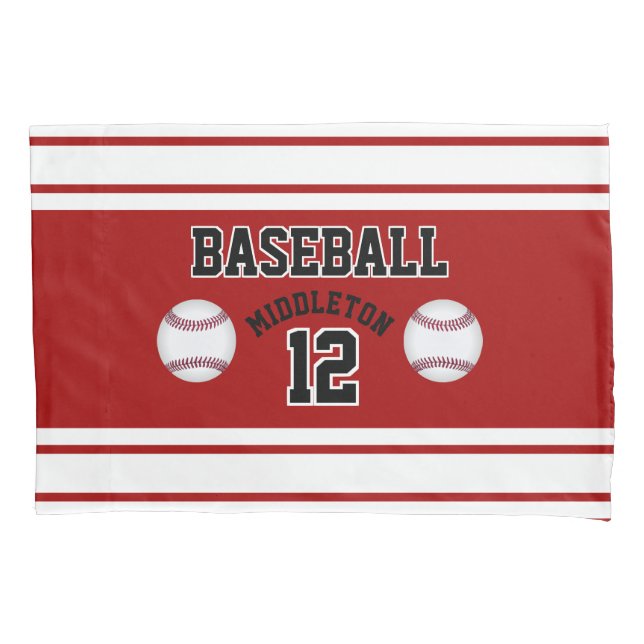 Baseball Sport Ball Design - Dunkelrot - bearbeitb Kissenbezug (Vorderseite)