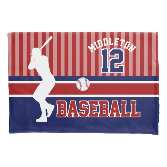 Baseball Sport Ball Design - Dunkelrot und blau Kissenbezug (Vorderseite)