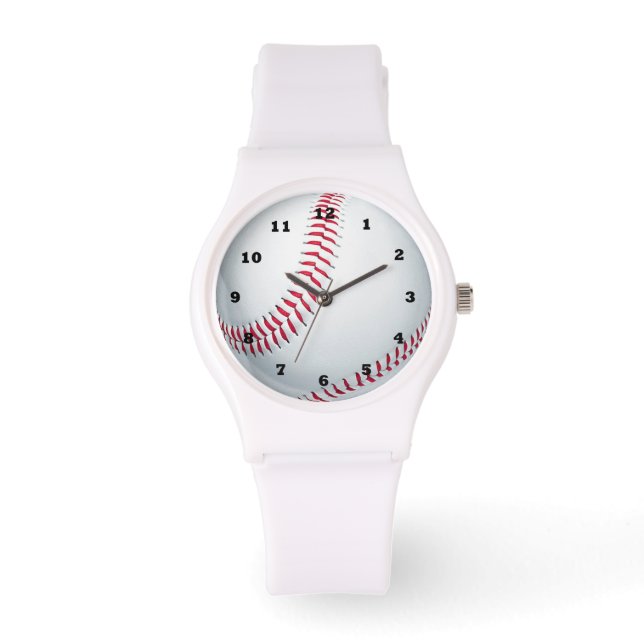 Baseball sport blanc silicone bracelet montre (Recto)