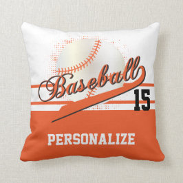 Baseball-Sport| DIREKT Name & Nummer| Orange Kissen