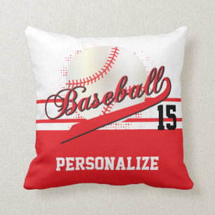 Baseball-Sport  DIREKT Name & Nummer  Rot Kissen