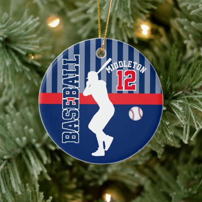Baseball ⚾ Sport - Dunkelblau - Batter Keramik Ornament (Baum)