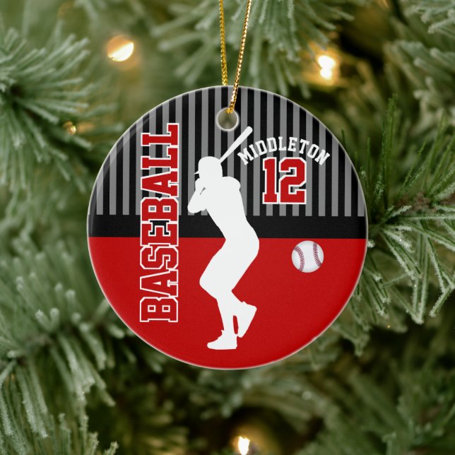 Baseball ⚾ Sport - Dunkelrot Keramik Ornament (Baum)
