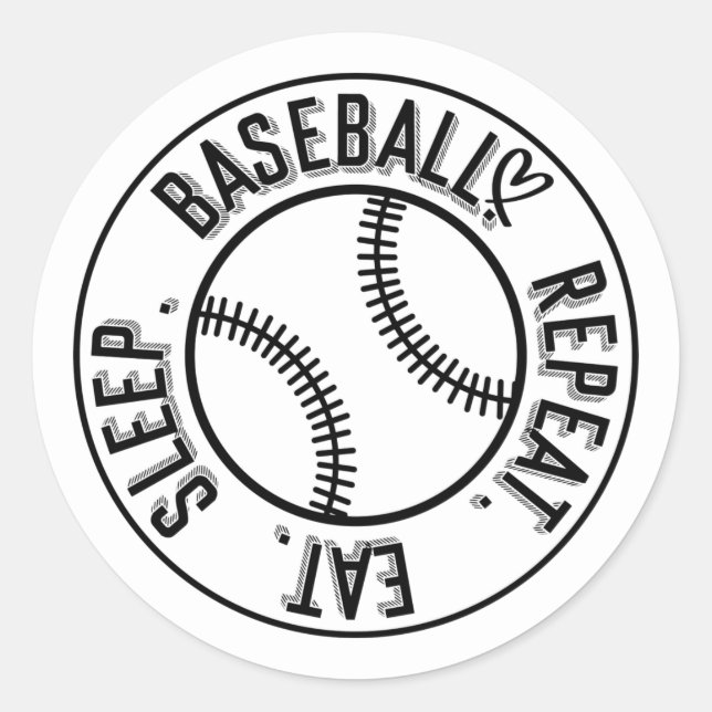 Baseball-Sport im Schlaf wiederholen Runder Aufkleber (Vorderseite)