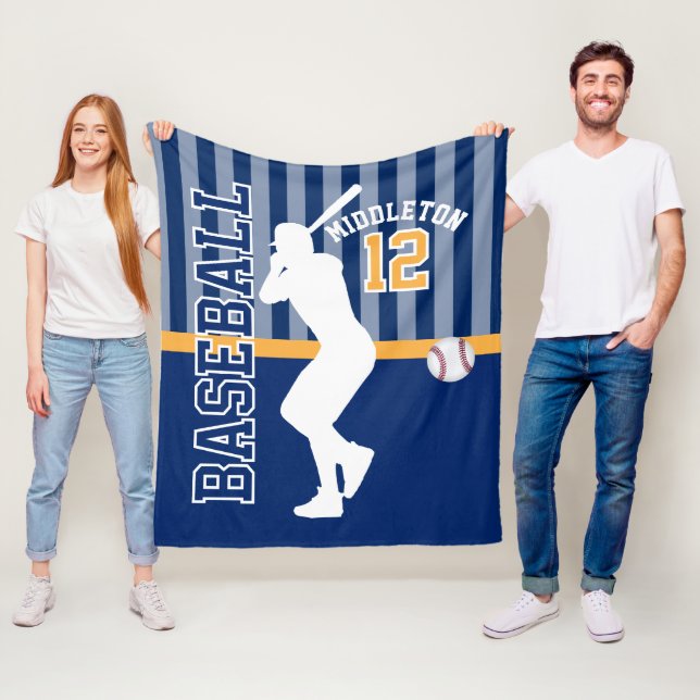 Baseball ⚾ Sport in Dunkelblau und Gold Fleecedecke (Beispiel)