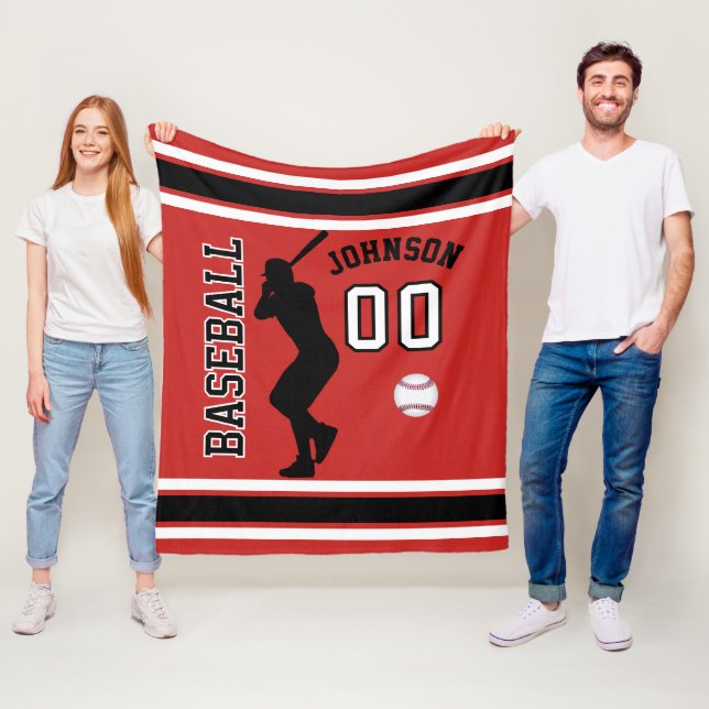 Baseball ⚾ Sport in Dunkelrot, Schwarz und Weiß Fleecedecke (Beispiel)