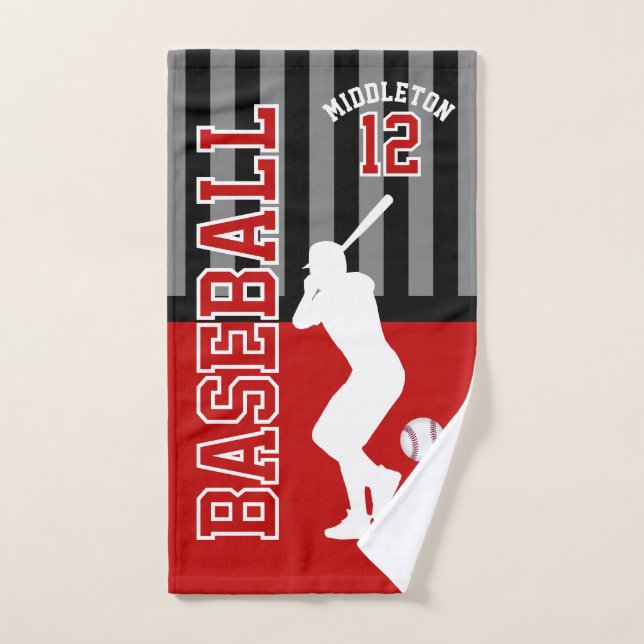 Baseball Sport in Rot und Schwarz Handtuch (Handtuch)