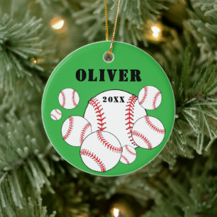 Baseball-Sport Kinder Andenken Weihnachten Keramik Ornament