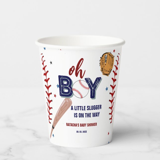 Baseball Sport Kleine Schläger Boy Baby Dusche Pappbecher (Rückseite)