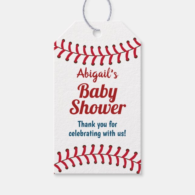Baseball Sport Themed Baby Dusche Gefallen Geschenkanhänger (Vorderseite)