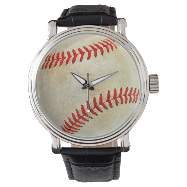 Baseball Sportball Spiel schmutzig alt Armbanduhr (Vorderseite)
