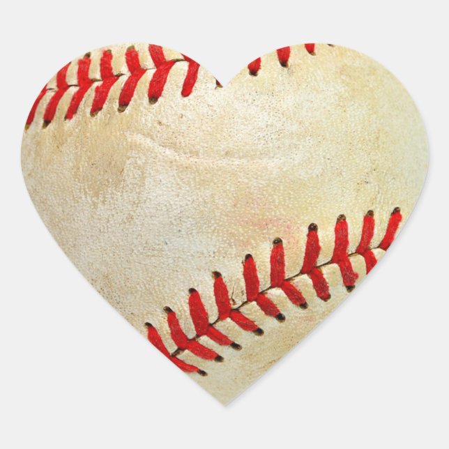 Baseball Sportball Spiel schmutzig alt Herz-Aufkleber (Vorderseite)