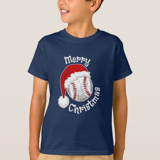 Baseball Sportfans Weihnachtsmannmütze Weihnachten T-Shirt (Vorderseite)