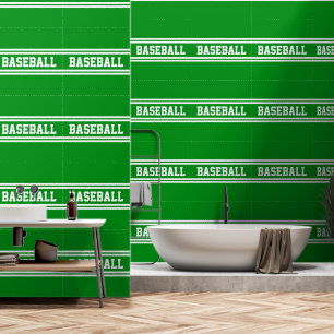 BASEBALL Sportlich Helles Grün Weiße Rennstreifen Tapete