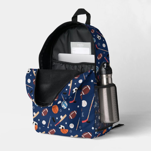 Baseball-Sportmuster  Bedruckter Rucksack (Rückseitige Ecke links (Offen) )