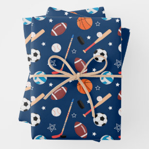 Baseball-Sportmuster  Geschenkpapier Set