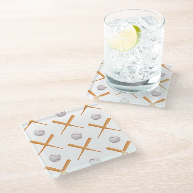 Baseball-Sportmuster Glasuntersetzer (Schrägansicht)