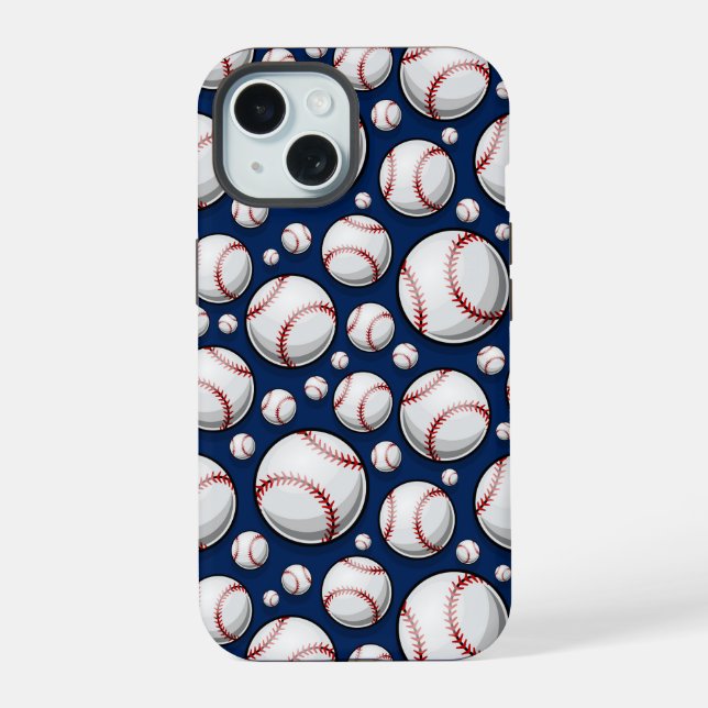 Baseball-Sportmuster iPhone 15 Hülle (Rückseite)