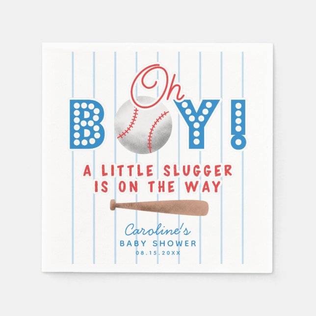 Baseball Sports Baby Dusche Oh Baby Serviette (Vorderseite)