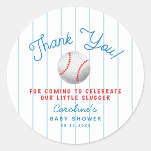 Baseball Sports Baby Dusche Vielen Dank für Ihre U Runder Aufkleber