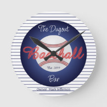Baseball Sports Bar Sign Wall Clock