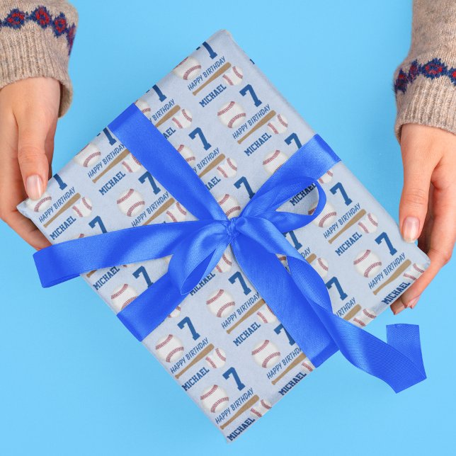 Baseball Sports Individuelle Name Geburtstag Geschenkpapier (Baseball Sports Custom Name Birthday Wrapping Paper)