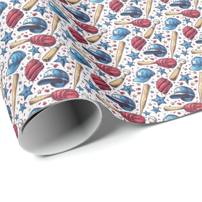 Baseball Sports Kids Boys Geschenkpapier Niedlich (Rolleneckpunkt)