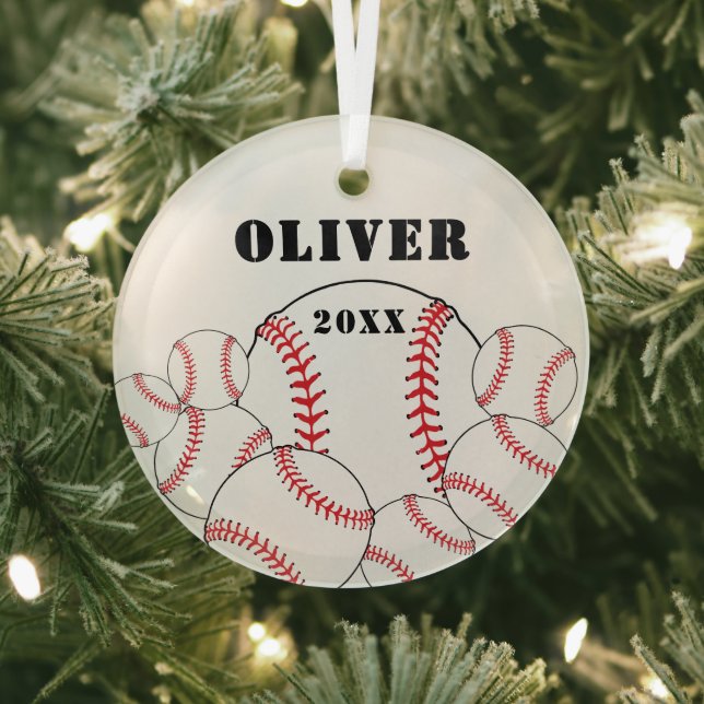 Baseball Sports Kids Keepsake Christmas Ornament Aus Glas (InSitu)