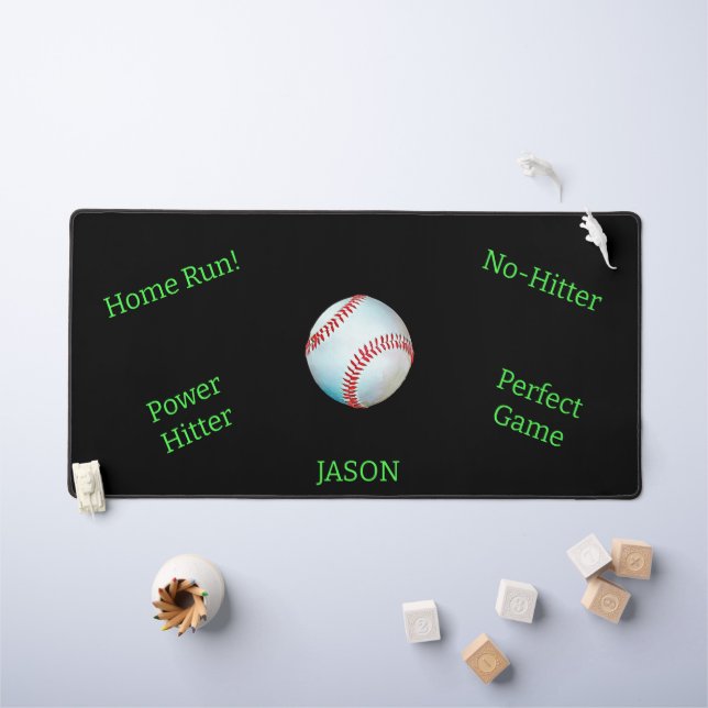 Baseball Sports Personalisiert Individuelle Name Schreibtischunterlage (Kindertisch)