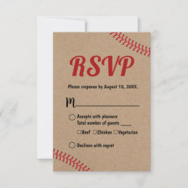 Baseball Sports Rustic Kraft Wedding RSVP Reaktion Karte