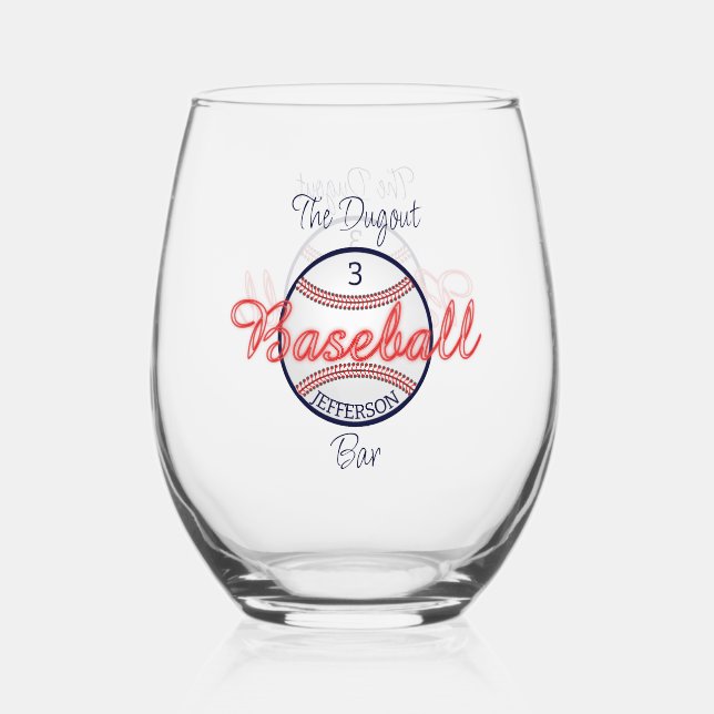 Baseball Sports Stemless Wine Glass Trinkbehälter Weinglas Ohne Stiel (Vorderseite)