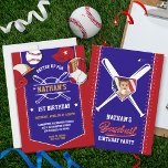 Baseball Sportthema Geburtstagsparty Einladung<br><div class="desc">Sie suchen eine Einladung, die perfekt die Baseball-Geburtstagsparty Ihres kleinen Schlägers einfängt? Unsere Einladung ist in Rot-, Weiß- und Blautönen gestaltet und verfügt über ein Foto Ihres Kindes, das an einem besonderen Tag auf einer Zuhause laufen kann. Mit viel Platz für alle wichtigen Details, einschließlich Datum, Uhrzeit, Ort und UAWG,...</div>